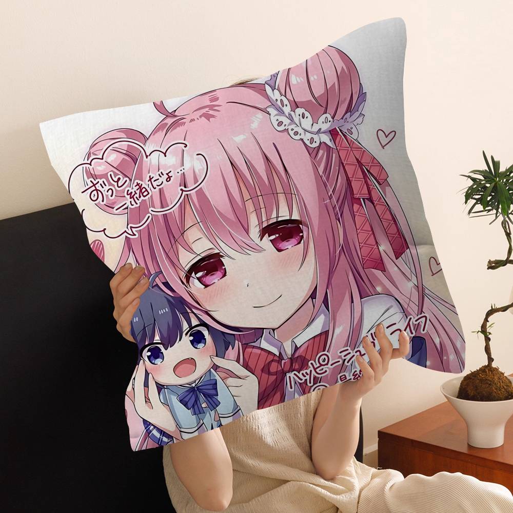 Happy Sugar Life Pillow Covers Cartoon Sofa Decorative Home Doublesided Printing Short Plush Cute Cushion Cover