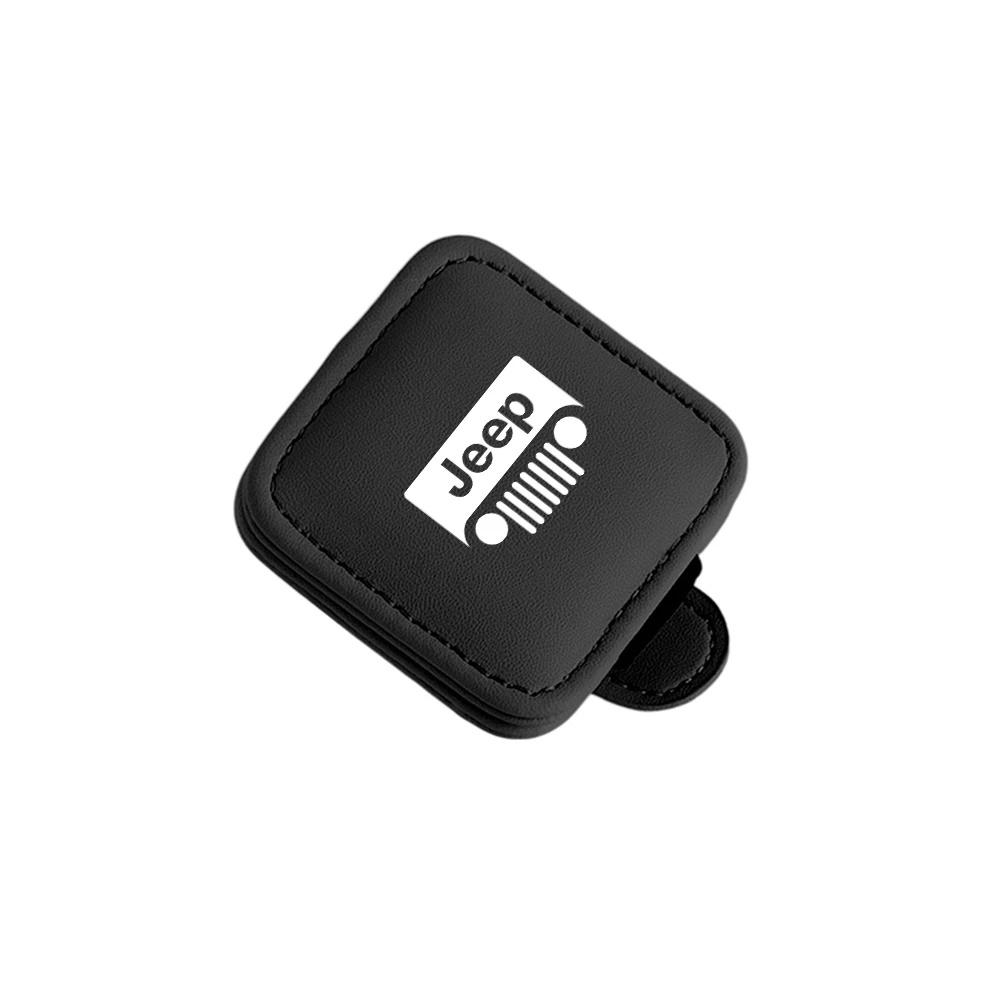 Multifunctional Magnetic Car Glasses Clip PU Leather Sun Visor Holder for Jeep Wrangler Grand Cherokee Compass Auto Accessories