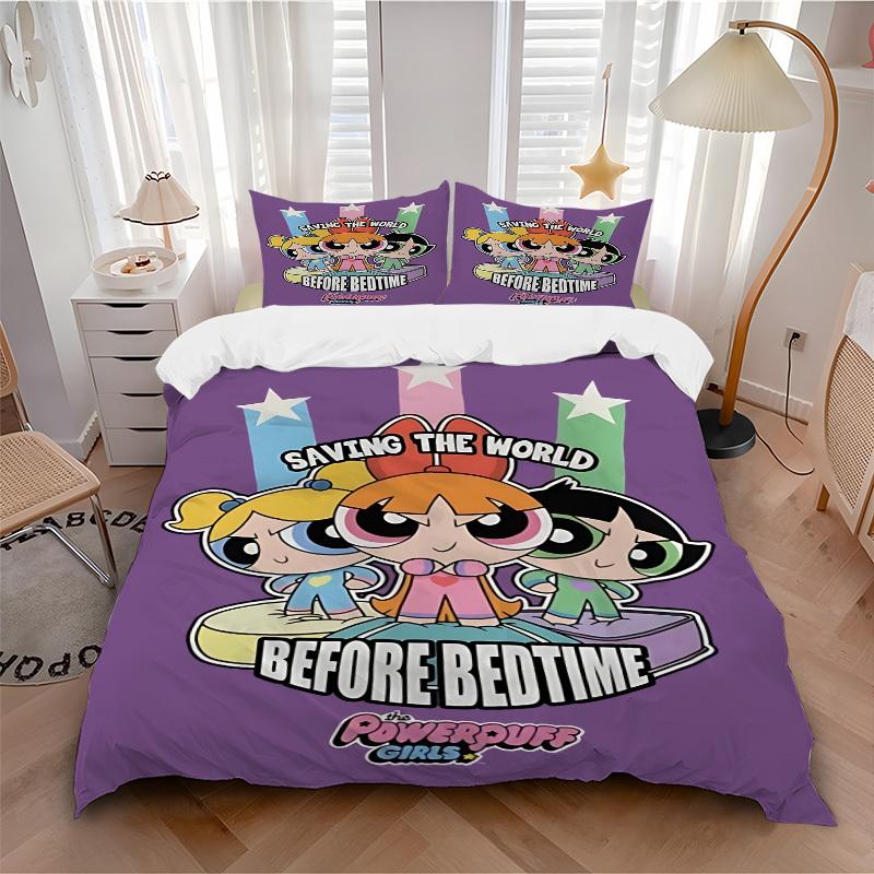 

3pc Powerpuff Girls Bedding Set Guest Room Bedroom Decor Christmas Halloween Decor Birthday and Holiday Gifts- All Seasons 3pcs Quilt 117 135x200cm