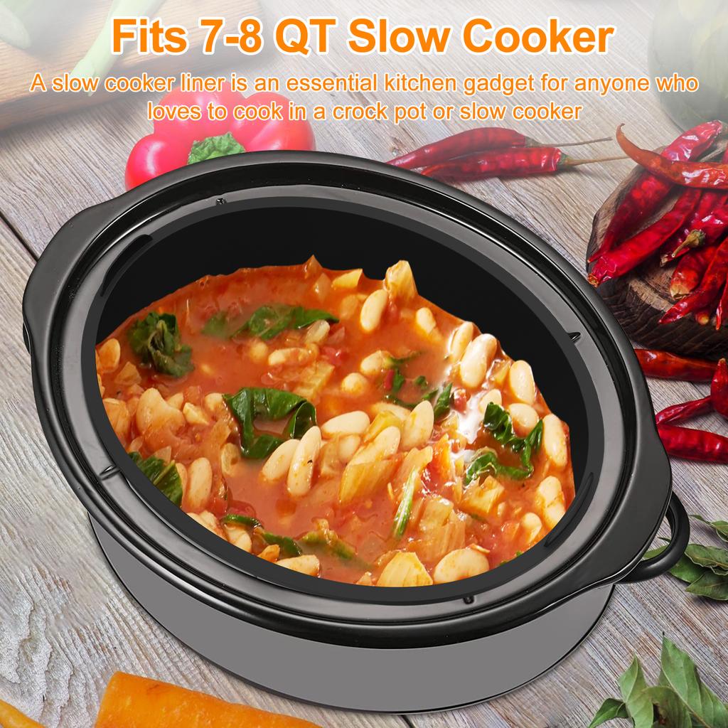 Silicone Slow Cooker Liner Reusable Slow Cooker Silicone Insert with Handle Leakproof Slow Cooker Liner Insert for 7-8QT Pot