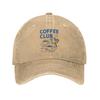 Gatos Amante del Café Gorra de Béisbol Vintage Desgastada Lavada Gorra Snapback para Unisex Mujeres Actividades al Aire Libre Gorras Ajustables Sombrero