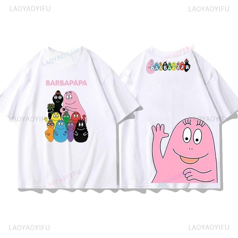 Les Barbapapa T-shirt Polyester Materiaal Goedkope Kinderkleding Casual Ronde Hals Klassieke Vintage Stijl Grafische T-shirts