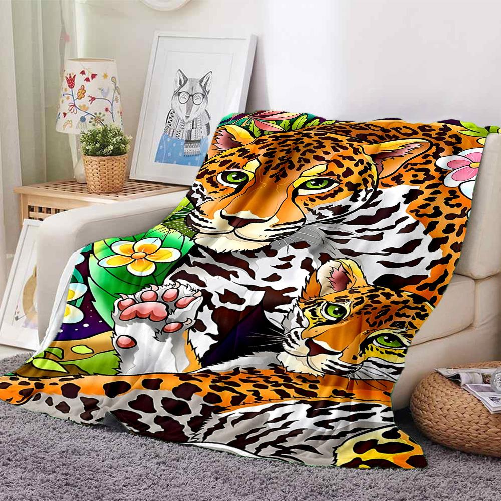 1PC Leopard Print Blanket, Throw For Sofa, Bed, Travel, Camping, Livingroom, And Bed, Printing Blanket With Soft And Warm Fabric Yy250918148