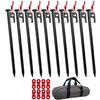 YOGOTO 30cm Peg Set Hard Soil Sandy Ground Grass 10mm Stake Tent (10 Pieces Glow-in-the-Dark Rope Adjustable Fittings Storage Case)