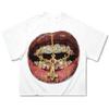 Labbra Chic Denti Dorati Vintage T-shirt Rock Goth Casual Estiva Manica Corta High Street Oversize T-shirt Harajuku Stampa Grafica