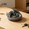 Dark Gothic Home Decor 3D Printed Fantasy Dragon Jewelry Tray, Winged Desktop Organizer, Style Key Dish Mythical Figurine Bowl for Bedside Nightstand,