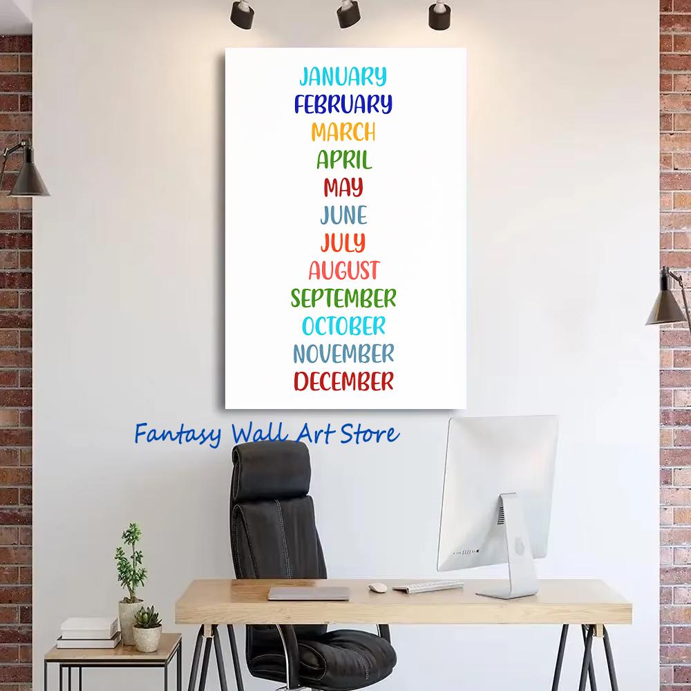 Alphabet Shapes Numbers Days Months Educational Minimalist Classroom Poster Canvas Painting Wall Pictures Home Kids Room Decor