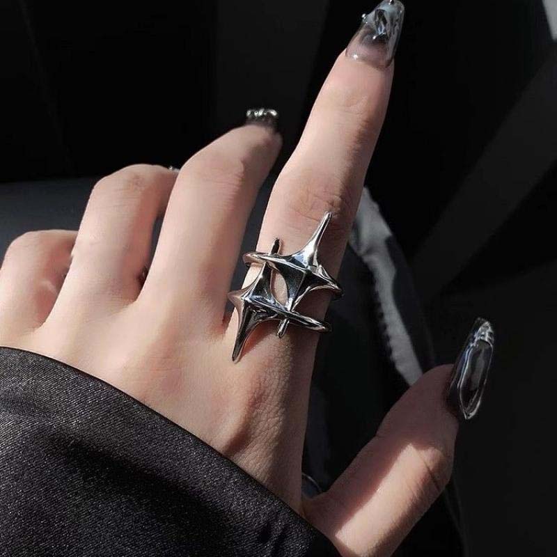 Cute Y2k Star Open Ring for Women Creative Vintage Silver Adjustable Rings Couple jewelry gift