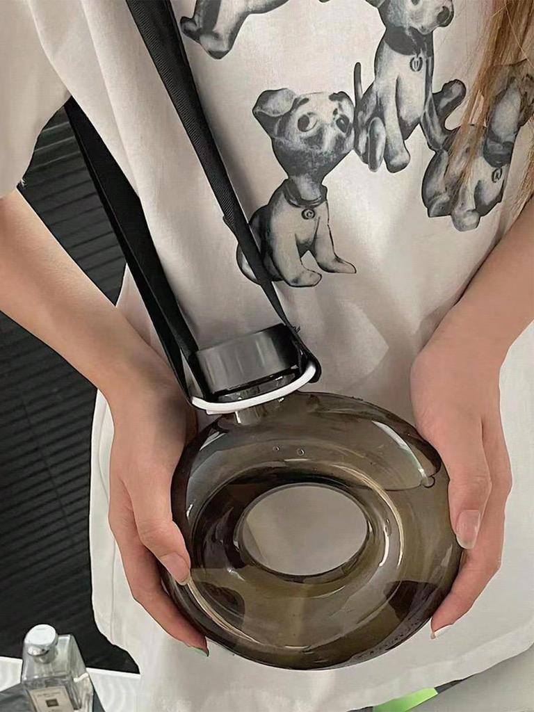 500ml plastová sportovní láhev na vodu, průhledná kobliha, kroužek, venkovní cestovní džus, přenosný nepropustný kelímek na vodu