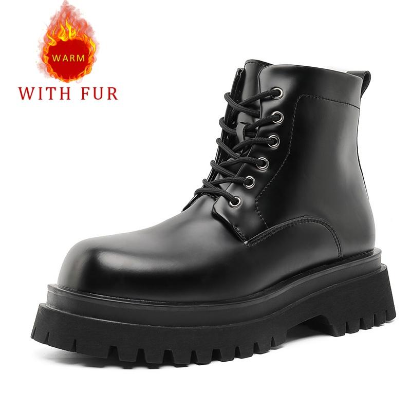 Fashion New autumn winter men's leather shoes Retro and high-quality minimalist styles business and work Daily office Thick soled boots