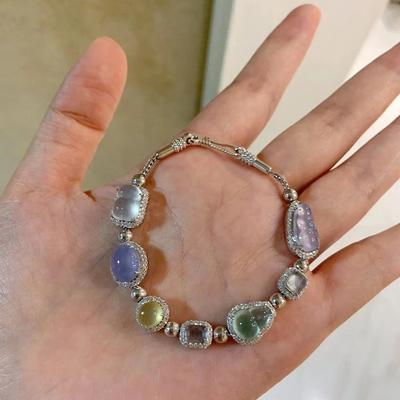 Super Flash Diamond Gourd Bracelet Women'S Vntage Light Luxury Round Egg Square Geometric Niche Temperament Design Sense Jewelry