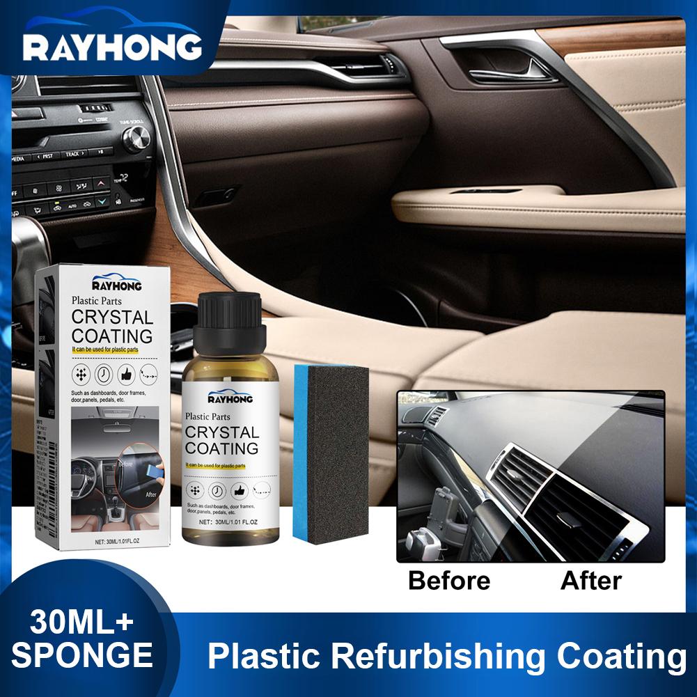 30ml Part Retread Scratch Repair Car Plastic Trim Restorer with Sponge Console Instrument Panel Care Polish Cleaner Car Care Set