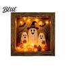 Gothic Shadow Box Night Light DIY Lighted Halloween Ghost Kit Wooden Frame LED Warm Light 3D Picture Craft Kit Memory with Crystal Glass Panel,