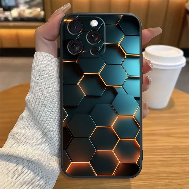 

Чехол для телефона с иллюстрацией в стиле Техно-Арт для Apple iPhone 17 16 16E 15 14 13 12 11 Pro Max Plus Черный Мягкий Силикон iPhone 12