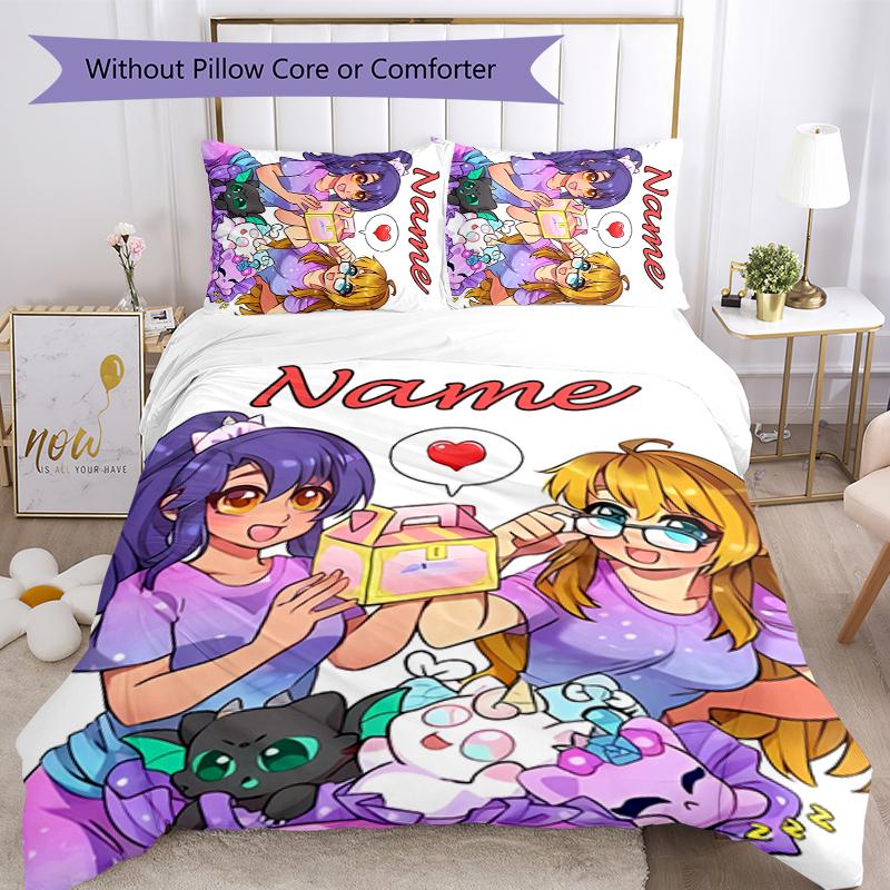 Set Biancheria da Letto Aphmau Personalizzato con Nome 3 Pezzi Copripiumino Chiusura Include 1 Copripiumino & 2 Federe per Tutte le Stagioni Decorazione Camera da Letto