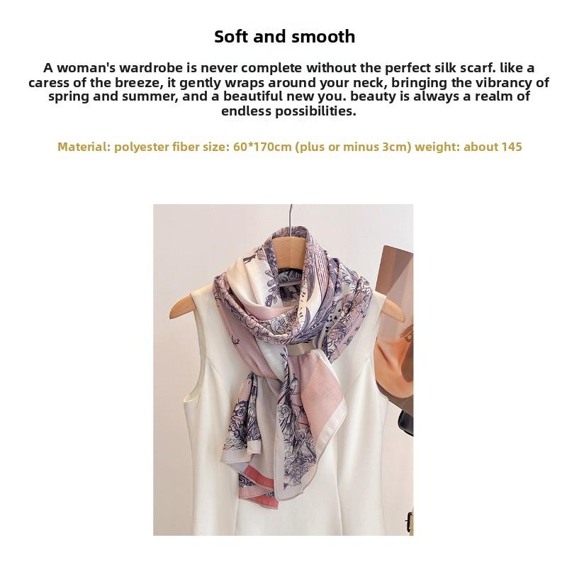 High-end Double-sided Botanical Print Sunscreen Scarf - Women's Trendy, Versatile Shawl