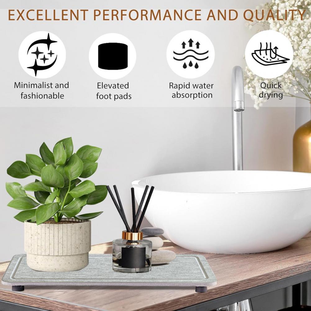 Quick Drying Stone Sink Tray Quick Drying Diatomite Sink Coasters Anti-slip Kitchen Sponge Holder Water Absorbing for Instant