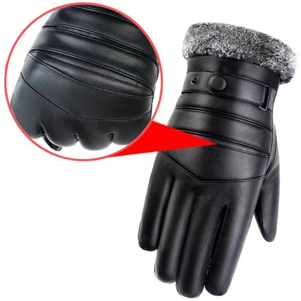 Winter Men's Warm Leather Gloves Cycling Skiing Cold Windproof Gloves Outdoor Motorcycle Gloves