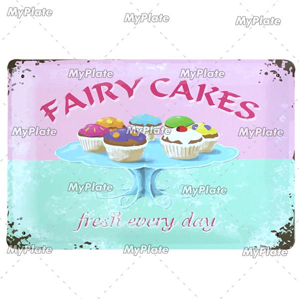 Cake Metal Sign Plaque Metal Vintage Food Tin Sign Wall Decor for Kitchen Cafe Diner Bar Cupcake Metal Signs