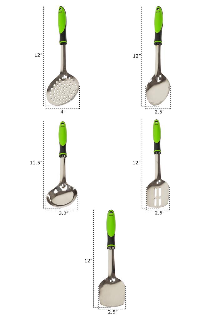 Trifri 5 Pcs Kitchen Utensils Stainless Steel Cooking Utensil Set Chef’s Kitchen Tools Slotted Turner