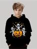 Halloween Hoodies for Kids Cute Ghost Pumpkin Graphic Sweatshirt Cartoon Black Print Holiday Gift Children's Clothing