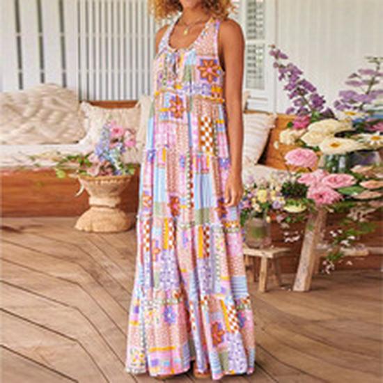 2024 European and American Spring/Summer Women's Sleeveless Bodycon Printed Dress