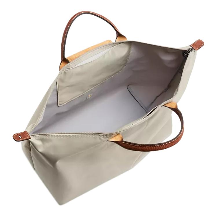 Longchamp Le Pliage Original Large Tote Bag With Gold Button And Dark Silver Zipper Pull Women tote bags Pebble 1624089349