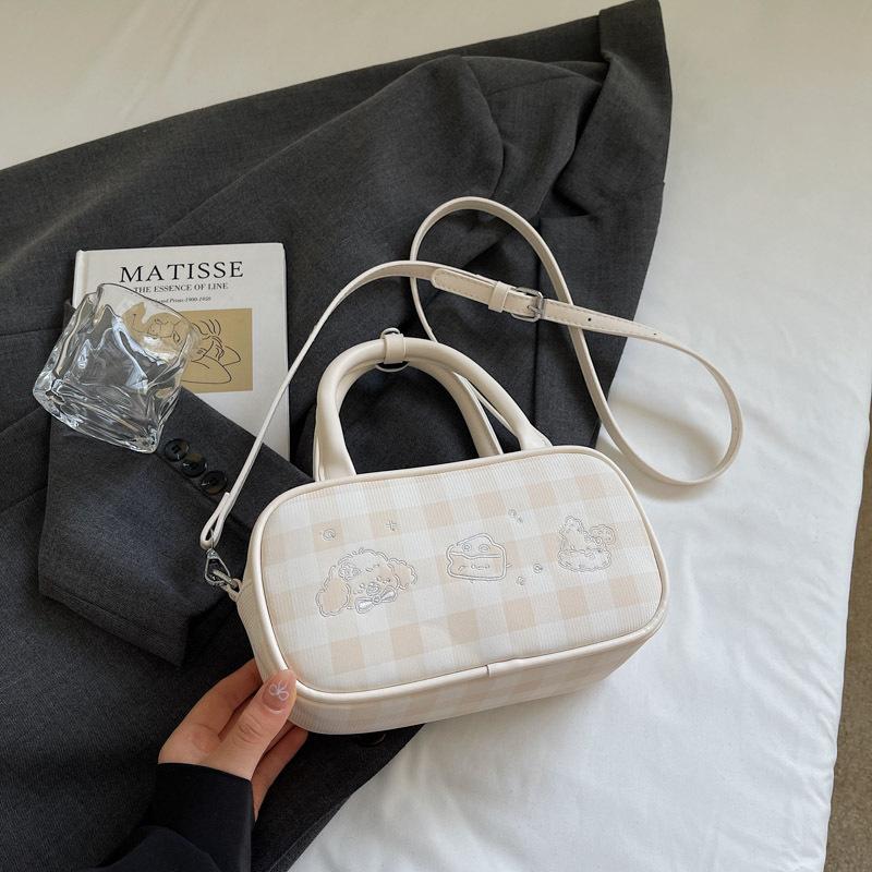 

Корейская версия контрастный цвет клетчатый рюкзак женский 2025 лето новый нишевый модный плечевой шоппер трендовая женская сумка