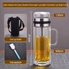 High Temperature Resistant Large Capacity Glass Tea Cup with Infuser, Double-Walled, Heat Insulated, and Portable Borosilicate Glass.