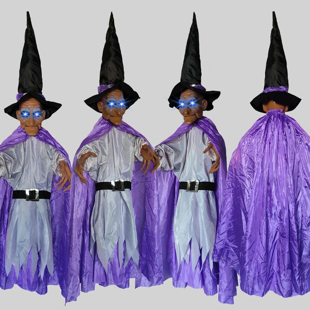 Spooky Witch Ornament Scary Witch Pendant For Halloween Light Emitting Pendant With Spooky Sounds For Home Indoor Outdoor Porch