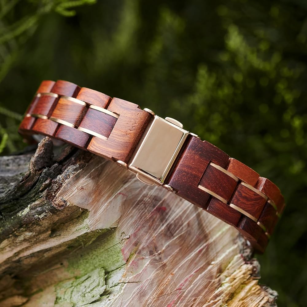 Wooden Time Women's Watch 35mm Lightweight Natural Sandalwood Quartz Casual Business Gift Red