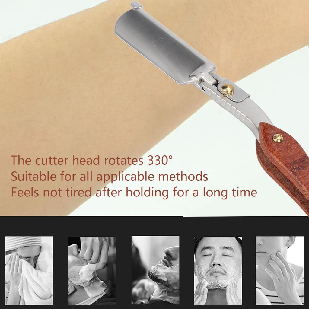 Razor PU Leather Case Lightweight Portable Rosewood Beard Hairdressing Manual Razor for Men (without Blade)