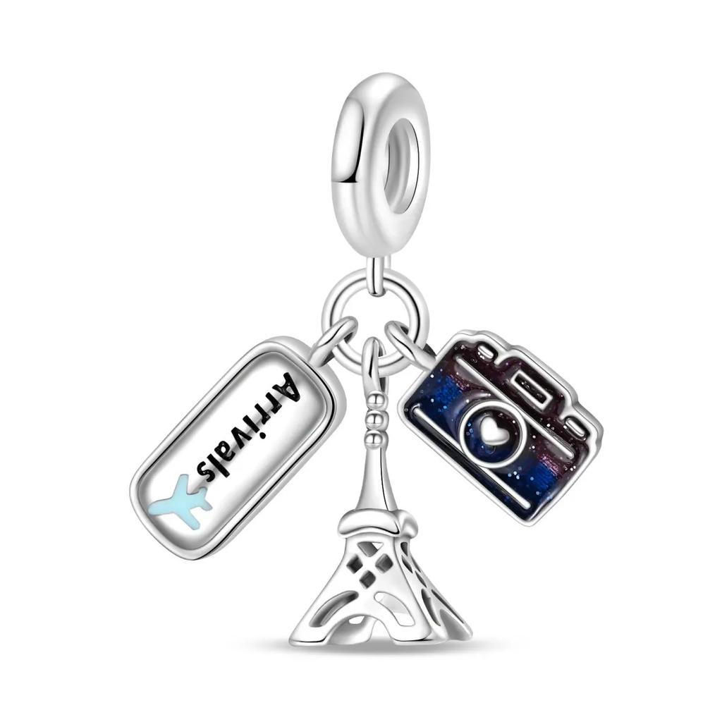 Copper Metal Eiffel Tower Pendant Bead Component Lighthouse Plane Pendant Bead Component Charm Bead Components Compatible With Authentic Original