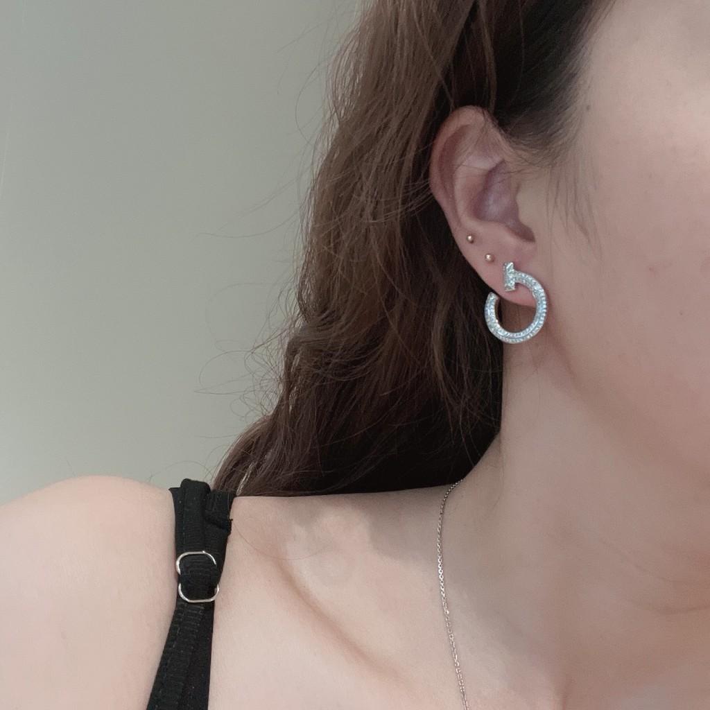 Diamond-studded Nails Earrings Lucky Grass Original Logo Electroplating Daily Wear for Birthday Party Three Color