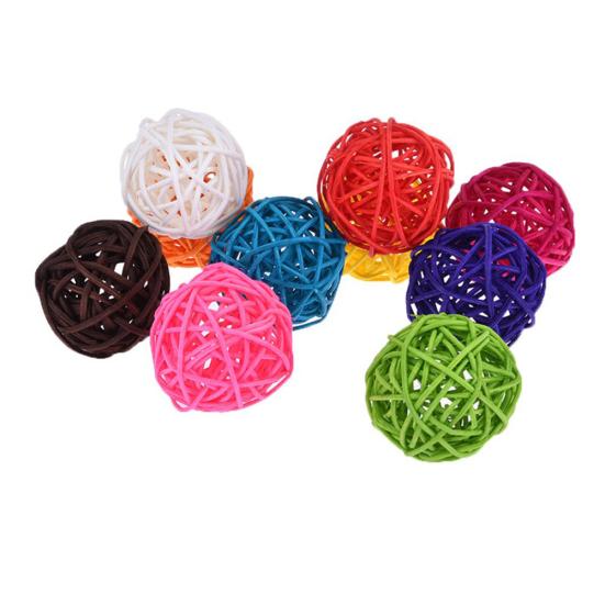 10Pcs Bird Parrot Bite Play Toy Parakeet Cane Weaving Vine Ball Pet Cage Decor