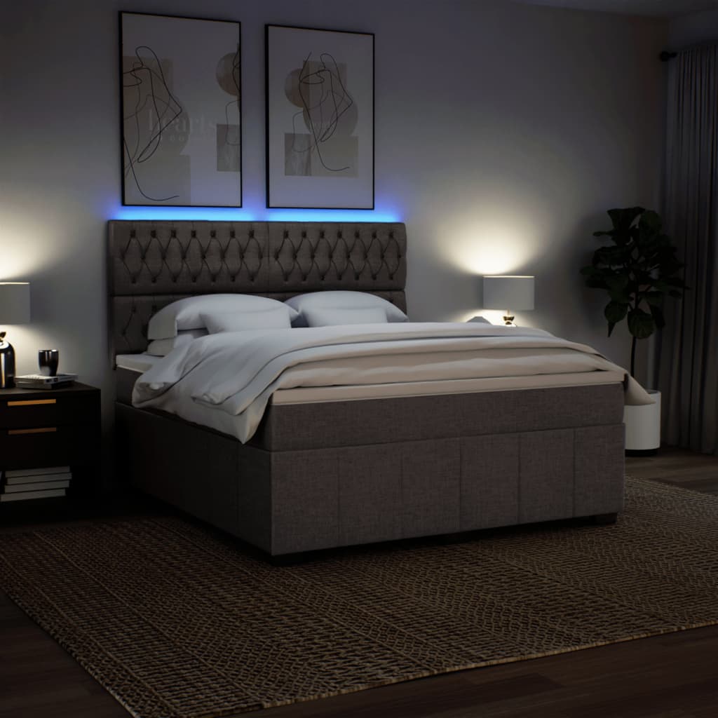 Vidaxl Letto Continentale Con Materasso, Taupe, Tessuto, 180X200 Cm