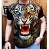 Men's T-shirt 3D Tiger Print Summer Fashion Short Sleeved Casual Round Neck Top
