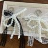 Korean Cute Lace Bow Pearl Beaded Phone Pendant Chain Accessories Aesthetic Ballet Shoes Camera Bag Decoration Keychain Gift