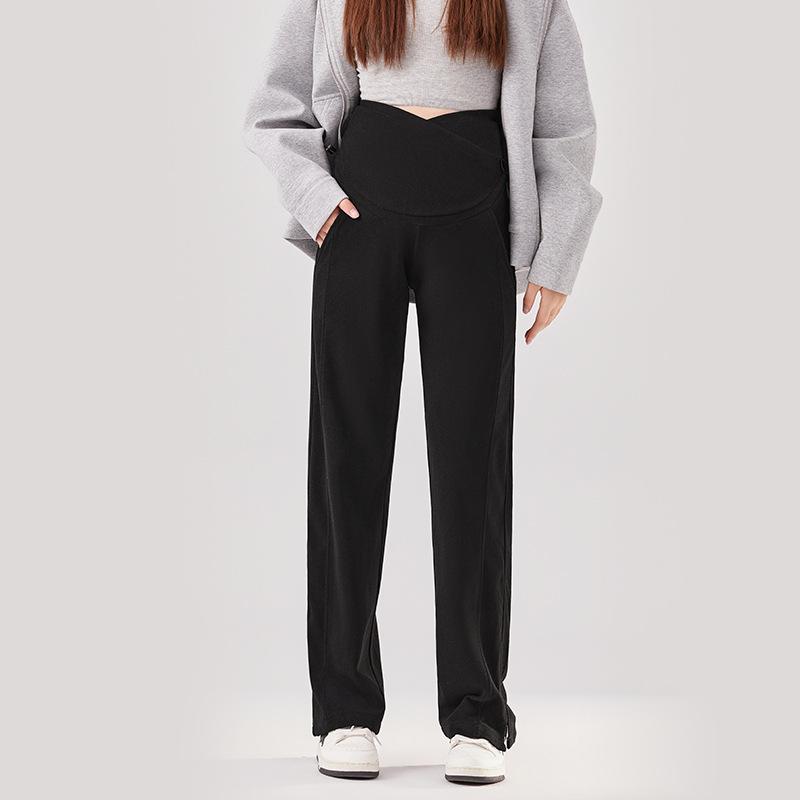 Maternity pants casual pants wear autumn and winter new Pupu maternity pants belly support pants thin and drape maternity wide-leg pants