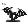 Black Matte Bat Ornament Halloween Ornament, Solid Wood Tea Candle Holder, Hollow Decor Spooky Decoration, for Desktop Electronic Candles Classroom