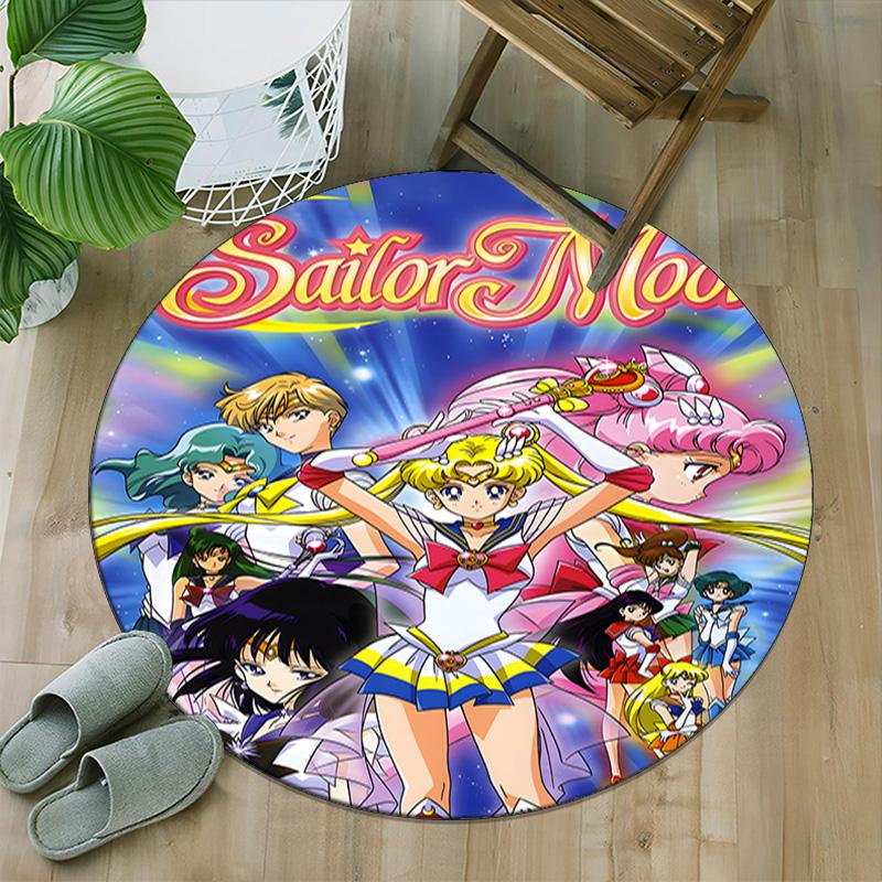 1pc Sailor Moon Carpet, Round Rug, Comfortable, Suitable for Entryways, Living Rooms, Office, And Bedrooms, Christmas Decoration