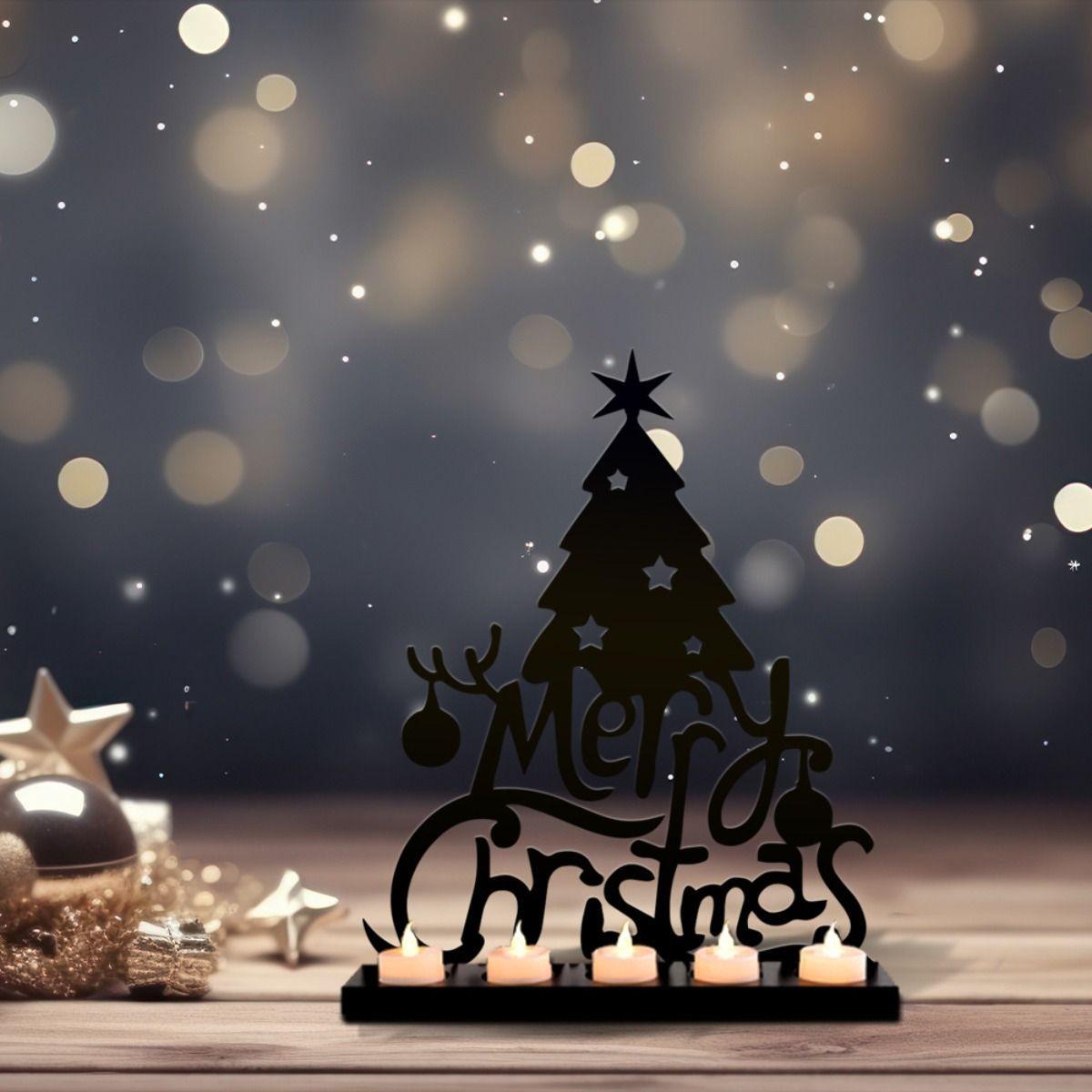 

Metal Silhouette Candle Holder Christmas Gift Table Decor