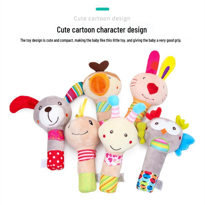 Plush Rattle Toy - Cute Baby Animals: Puppy, Owl, Rabbit, Bee, Bird, Turtle