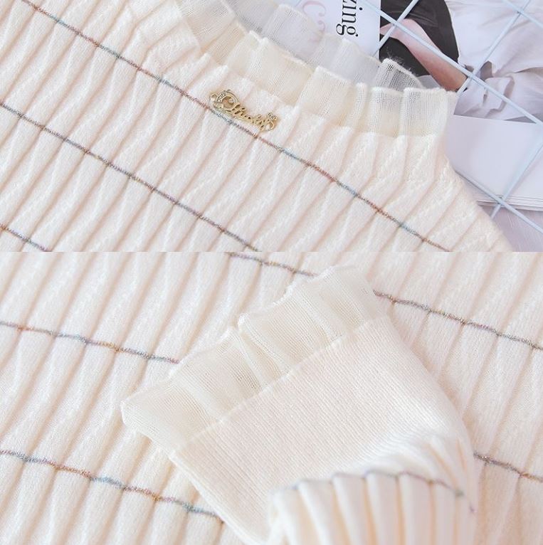 Dámská poloroláková košile se síťovinou Fungus Edge Dno Slim Fit Úplet s dlouhým rukávem Strečový svetr větší velikosti