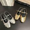 Silver half-drag inner height increase 5cm shell style Mary Jane small fashion height increase single shoes
