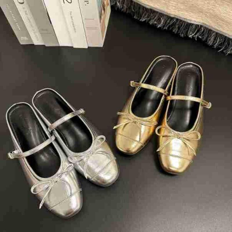 Silver half-drag inner height increase 5cm shell style Mary Jane small fashion height increase single shoes