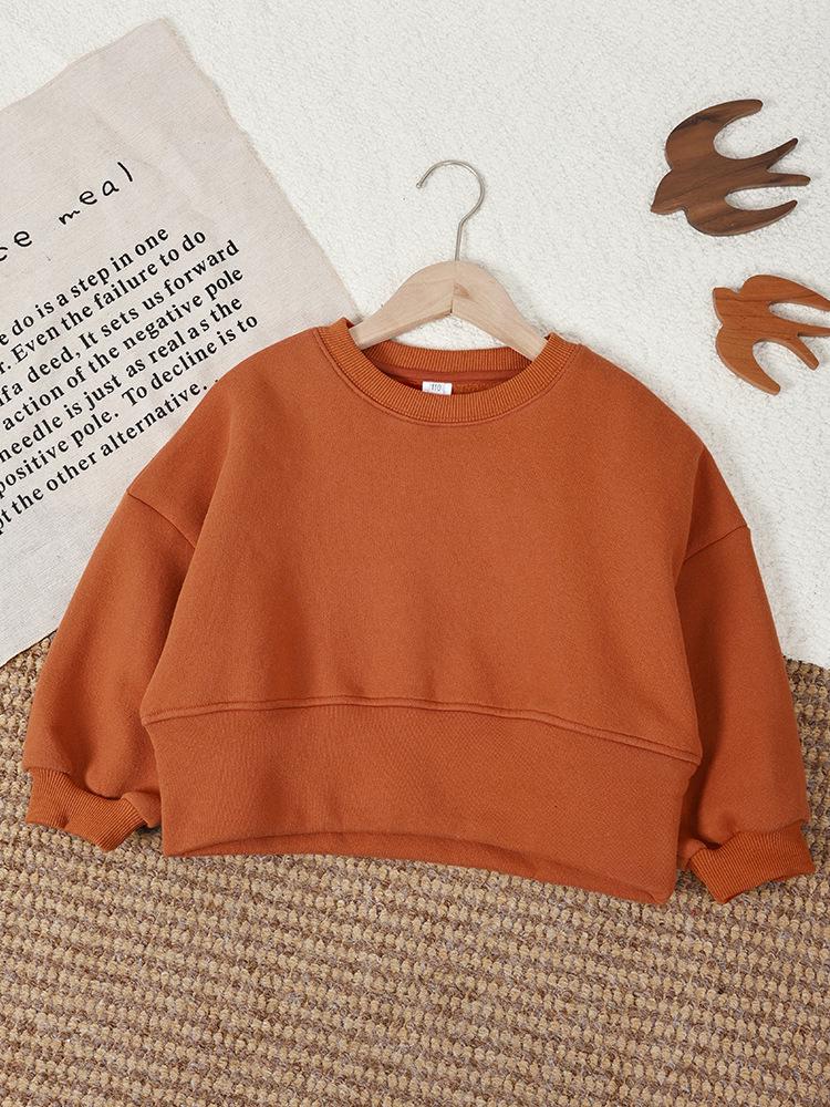 Clearance: Kids' Round Neck Cotton Fleece Hoodie - Casual Versatile Pullover Top