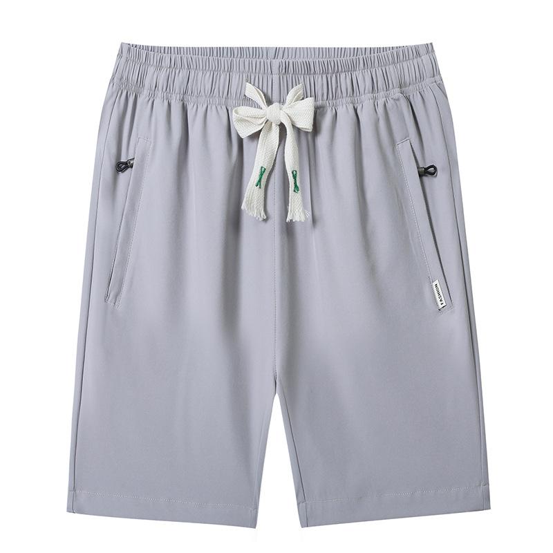 Sportovní šortky na léto, Tenké, Prodyšné, Rychleschnoucí, Volné, Běžecké, Ledové hedvábí, Ležérní pětinové kalhoty, Pánské plážové kalhoty plus size
