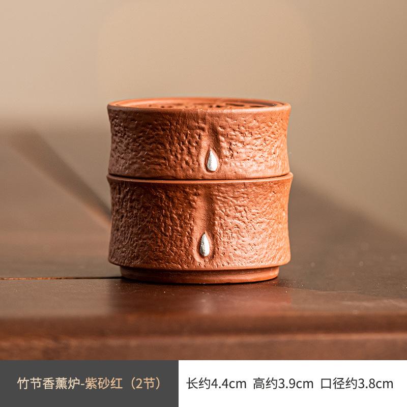 

Bamboo Joint Ceramic Coil Incense Burner Antique Style for Buddhist Altar Study Room Tea Ceremony Home Meditation Decor Gift
