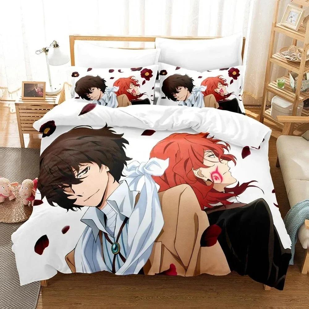 3D Anime Bungo Stray Dogs Bedding Set Double Twin King Duvet Cover Comforter Pillowcase Boys Girls Adults Bedroom Home Textiles